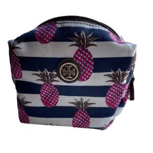 Tory Burch BRIGITTE COSMETIC Makeup Pouch CASE - PINEAPPLE STRIPE